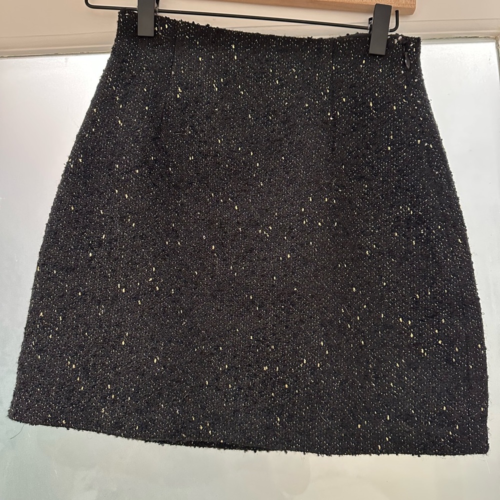 Babaton Black Tweed Mini Skirt
